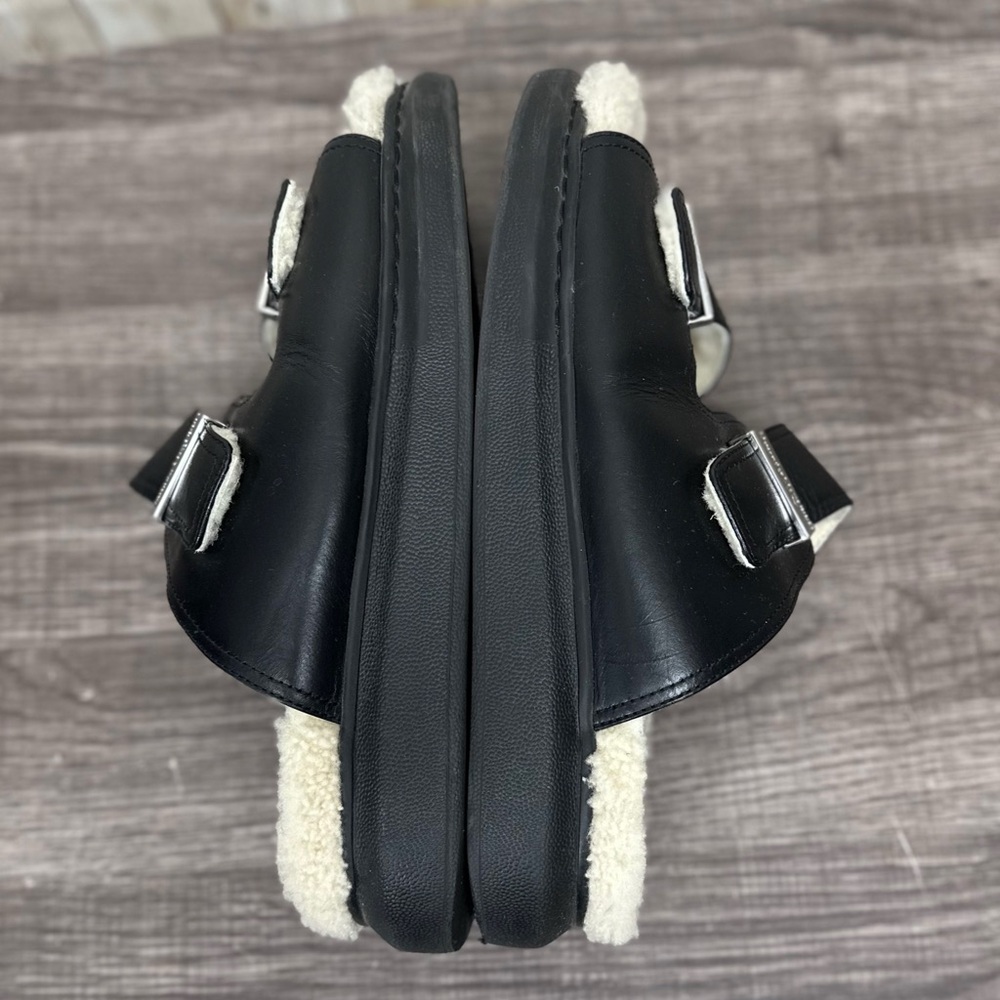 Alexander McQueen Wmns Oversized Hybrid Slide 'Shearling Black' - Picture 6 of 16